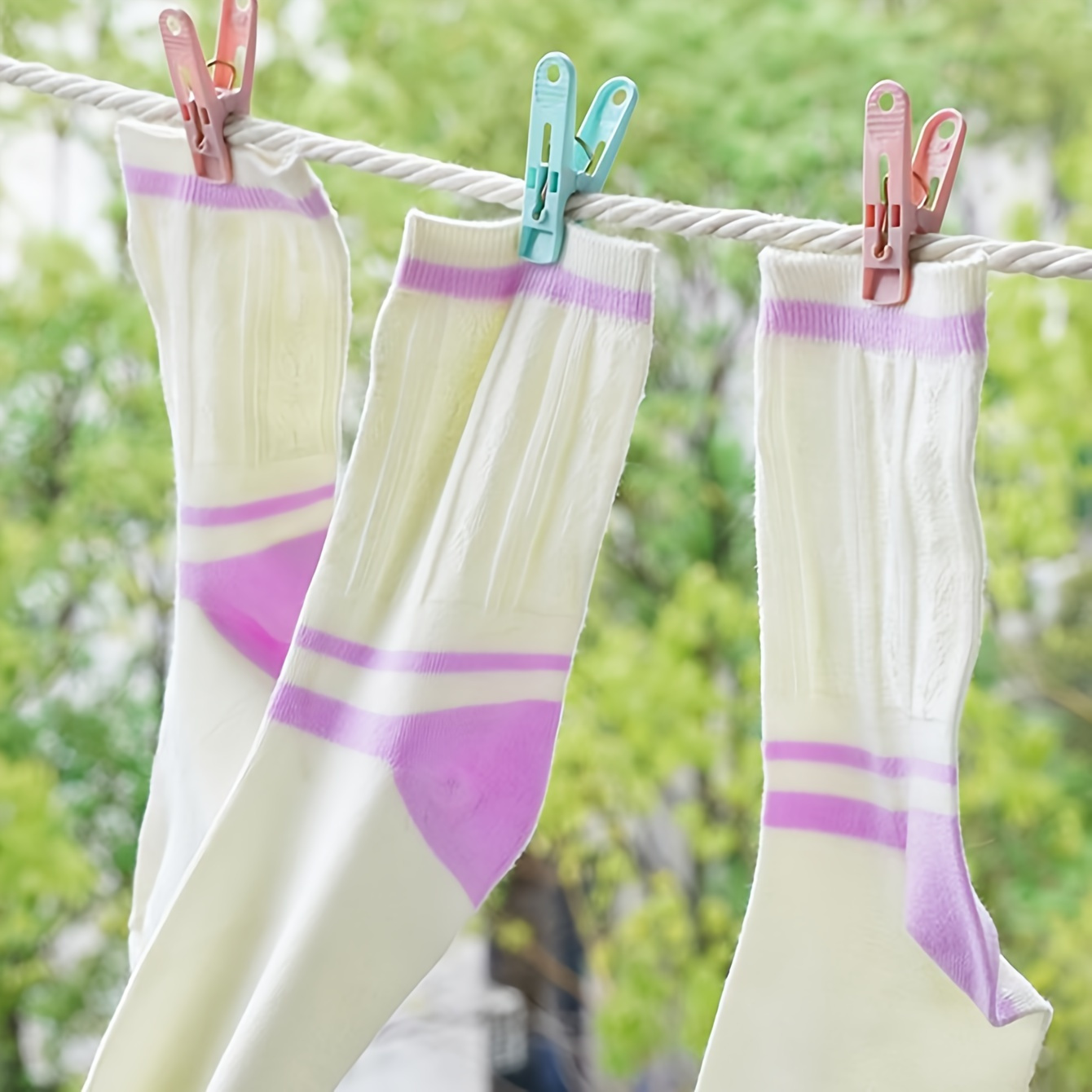 30 штук ветронепроницаемых пластиковых зажимов для одежды с корзиной для хранения, устойчивых к ржавчине, многоразовых прищепок для белья, носков, мелких предметов и одеял, детали 3