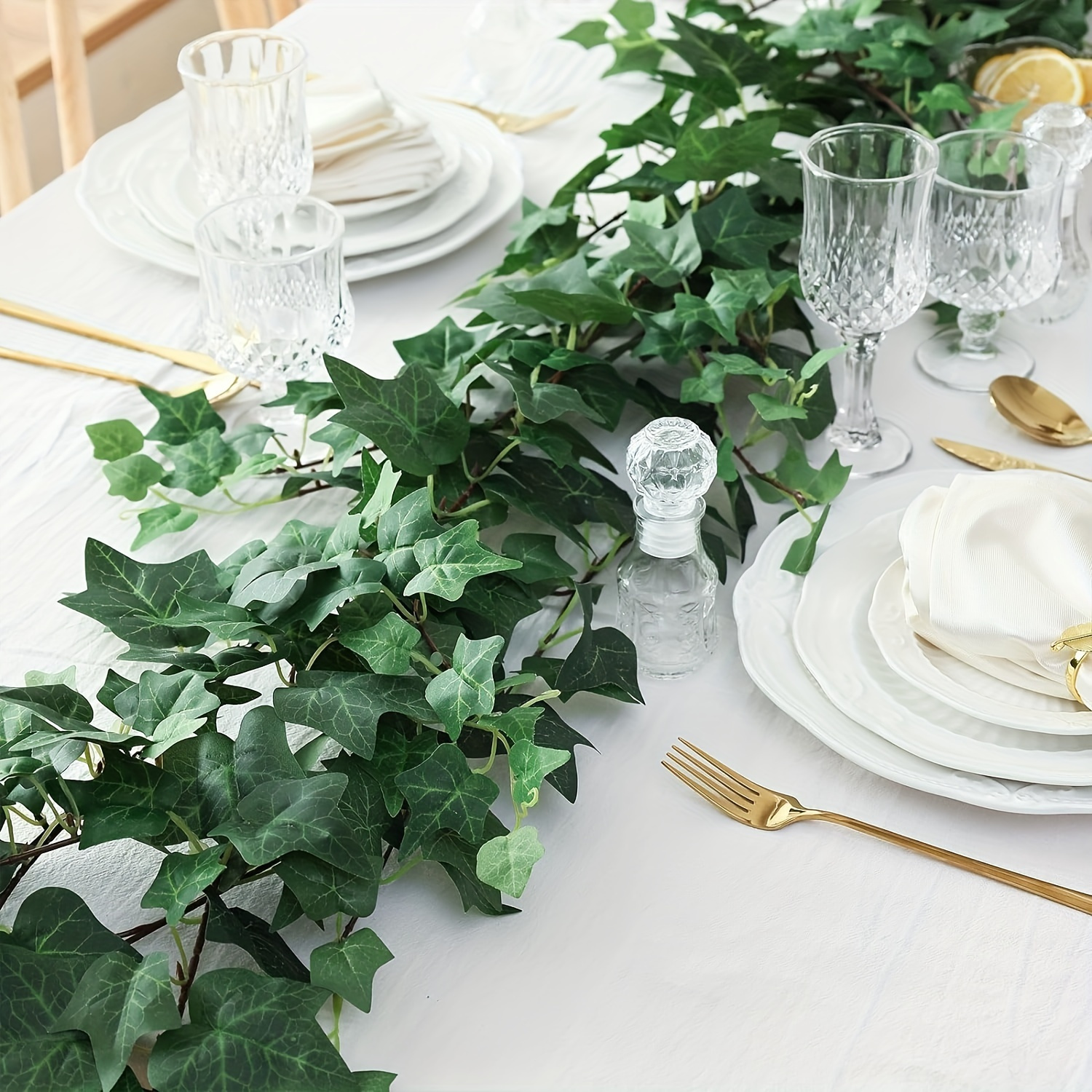 

2pcs 5.9-foot Silk Ivy Garland With Lifelike Green Leaves For Indoor And Outdoor Wedding & Home Decor - Flexible And Realistic Greenery