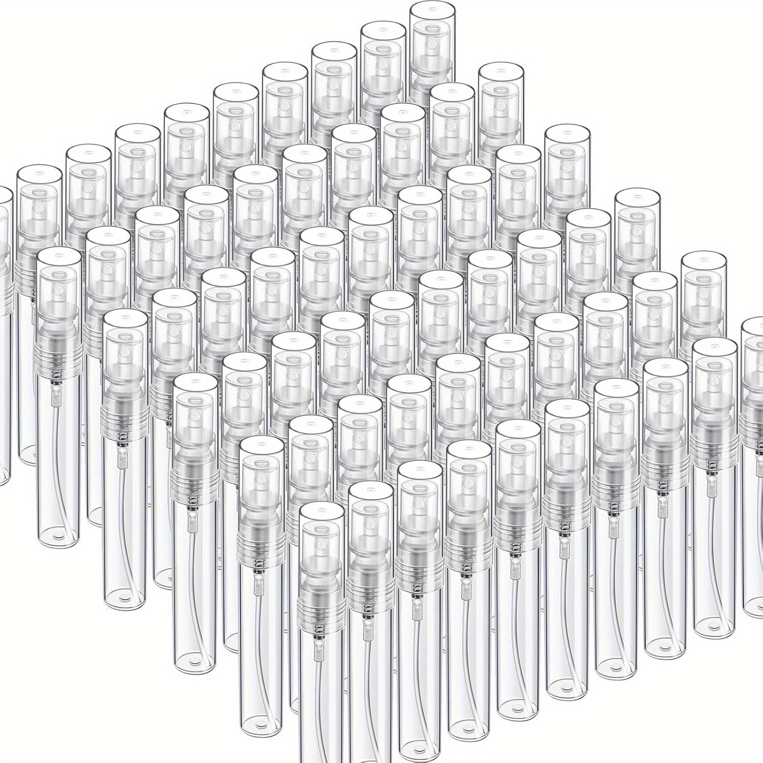 

60pcs Mini Bouteilles de Pulvérisation à Fine - 2ml/3ml/5ml Atomiseurs de Parfum en Plastique Transparent, Rechargeables & Contenants de Voyage Portables, BPS & Parfum