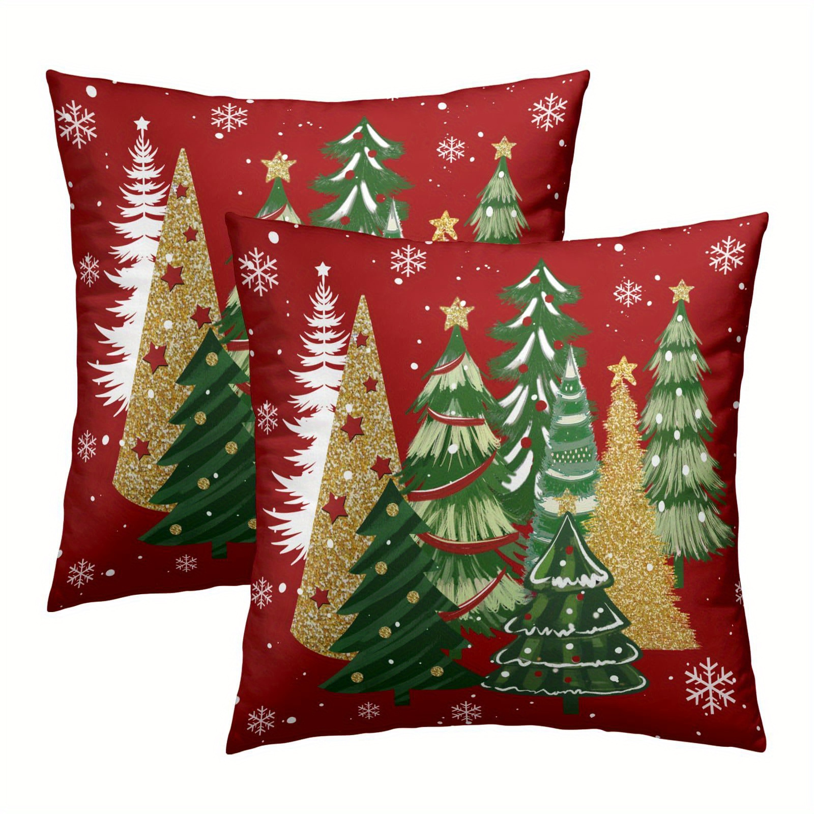 

2pcs Set Of Christmas , 18x18 , Red & , Zip , Washable For , Bedroom Sofa Decor