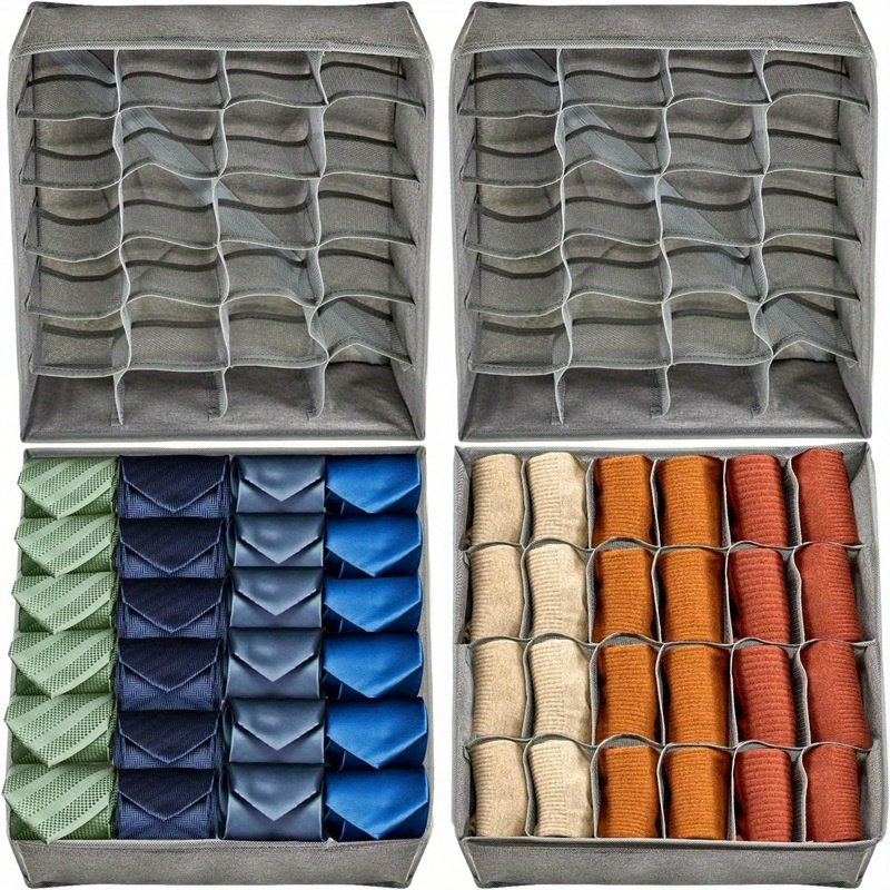 1pc foldable fabric storage organizer box with dividers for socks underwear ties multi purpose drawer and closet organizing solution   and extract details 3