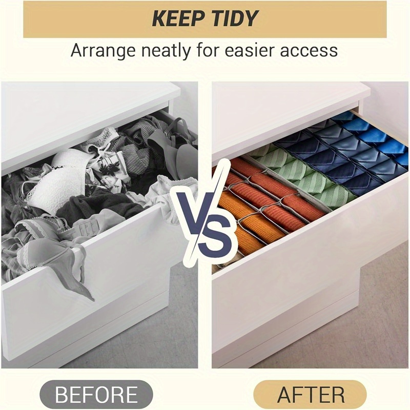 1pc foldable fabric storage organizer box with dividers for socks underwear ties multi purpose drawer and closet organizing solution   and extract details 4