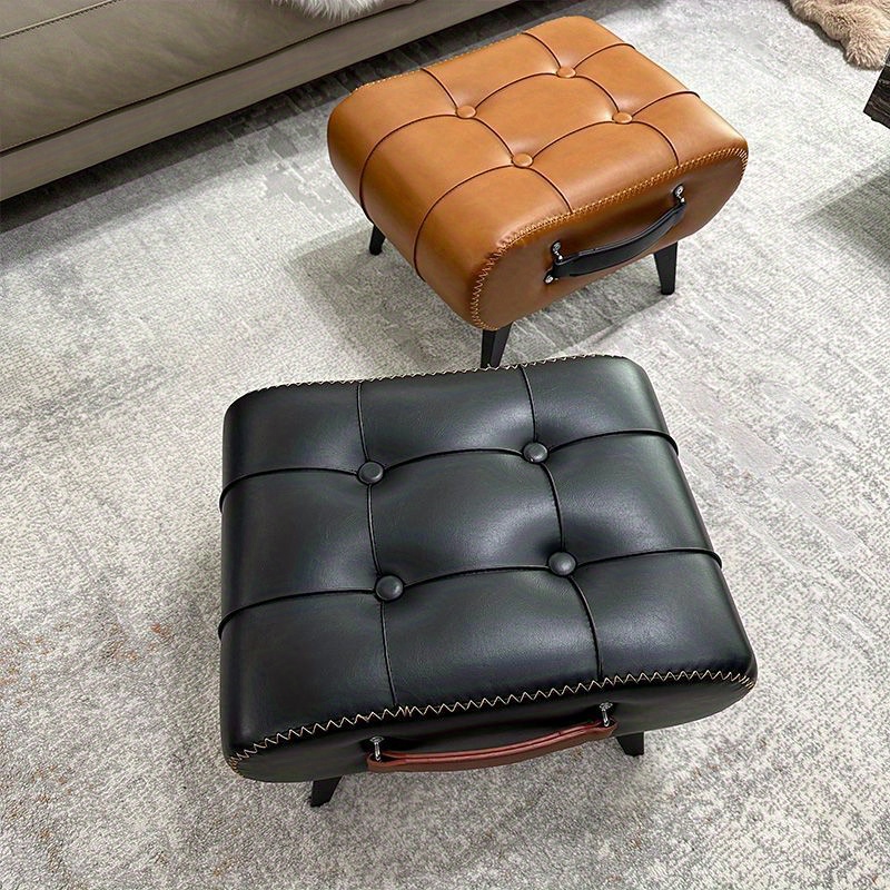 

Hypoallergenic Leather Square Stool - Living Room, Entryway & Use