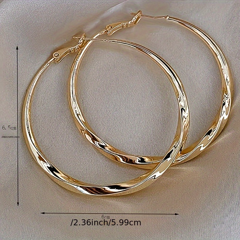 

Large Hollow Round Hoop Earrings Jewelry Vintage Elegant Style Ladies