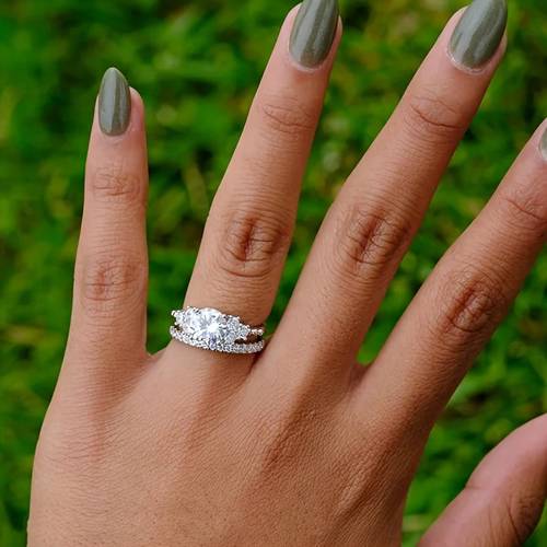 elegant 2 piece set womens engagement ring suit wedding and holiday occasions valentines day gifts