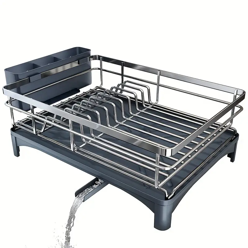 dish drying rack for kitchen counter large dish rack with 304 stainless steel dish drainer with utensil holder for sink used for storing plates forks water cups spoons used for kitchen rv yacht outdoor camping Product details 5