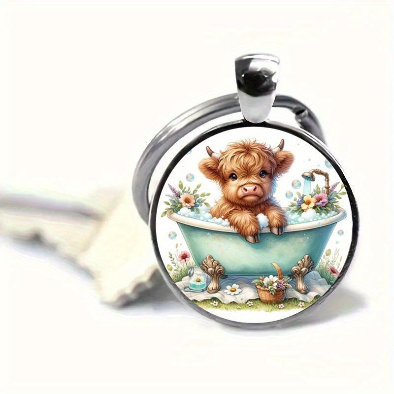 

Cow In Bathtub Keychain - Zinc Alloy, Time Gem - For Birthdays, Anniversaries & 's Day