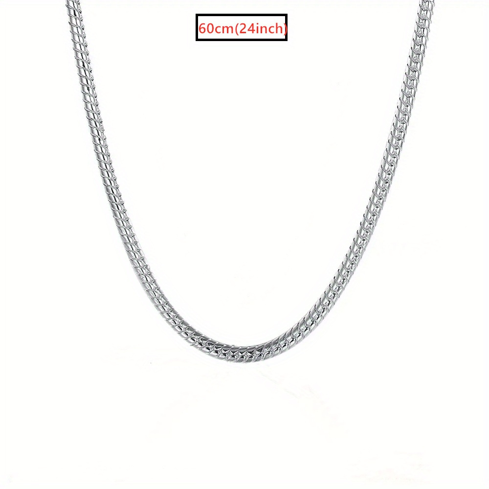 TEMU 1pc Fashion 925 Pure Silver Chain Necklace, 3mm, 925, No Pendant, Men's Fashion Simple Jewelry, Men's Everyday Jewelry, Minimalist Fashion