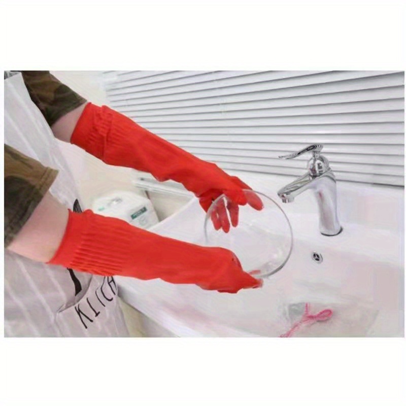 2  waterproof dishwashing gloves extra thick pvc latex   grip protection   cleaning assistant   hand wash lead free for kitchen bathroom living room bedroom outdoor use details 8