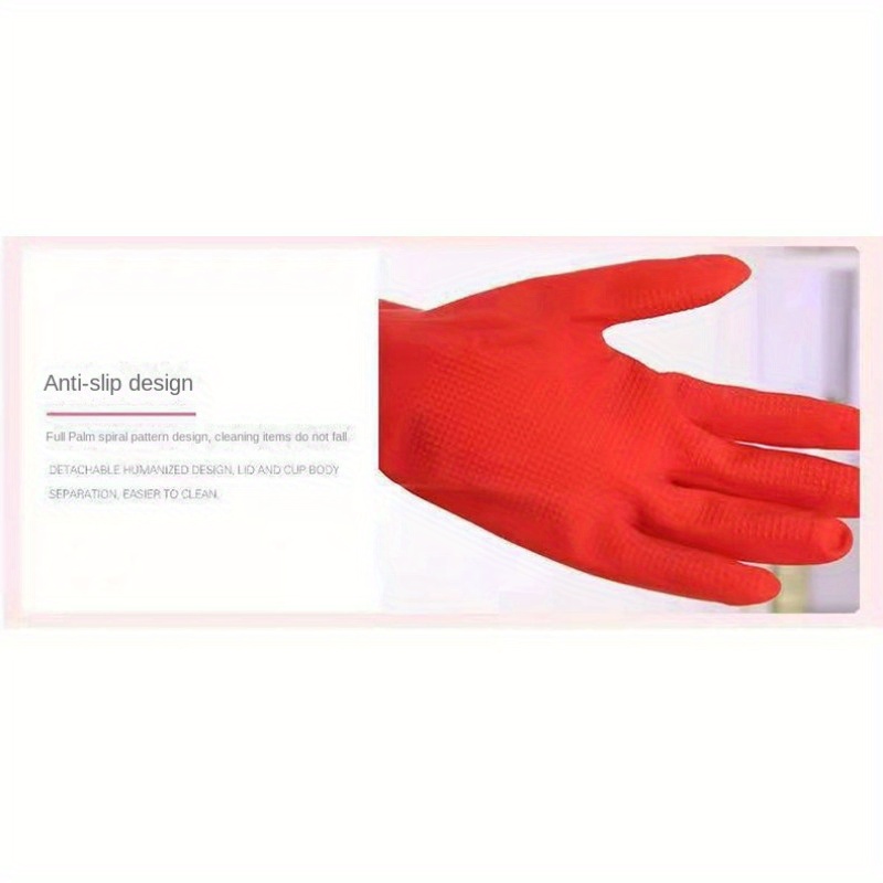 2  waterproof dishwashing gloves extra thick pvc latex   grip protection   cleaning assistant   hand wash lead free for kitchen bathroom living room bedroom outdoor use details 10