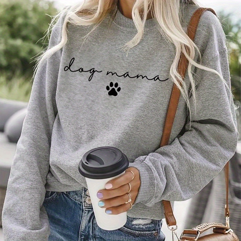 

Sweatshirt, Crew Neck Casual Sweatshirt For Fall & Spring, Women's Clothing