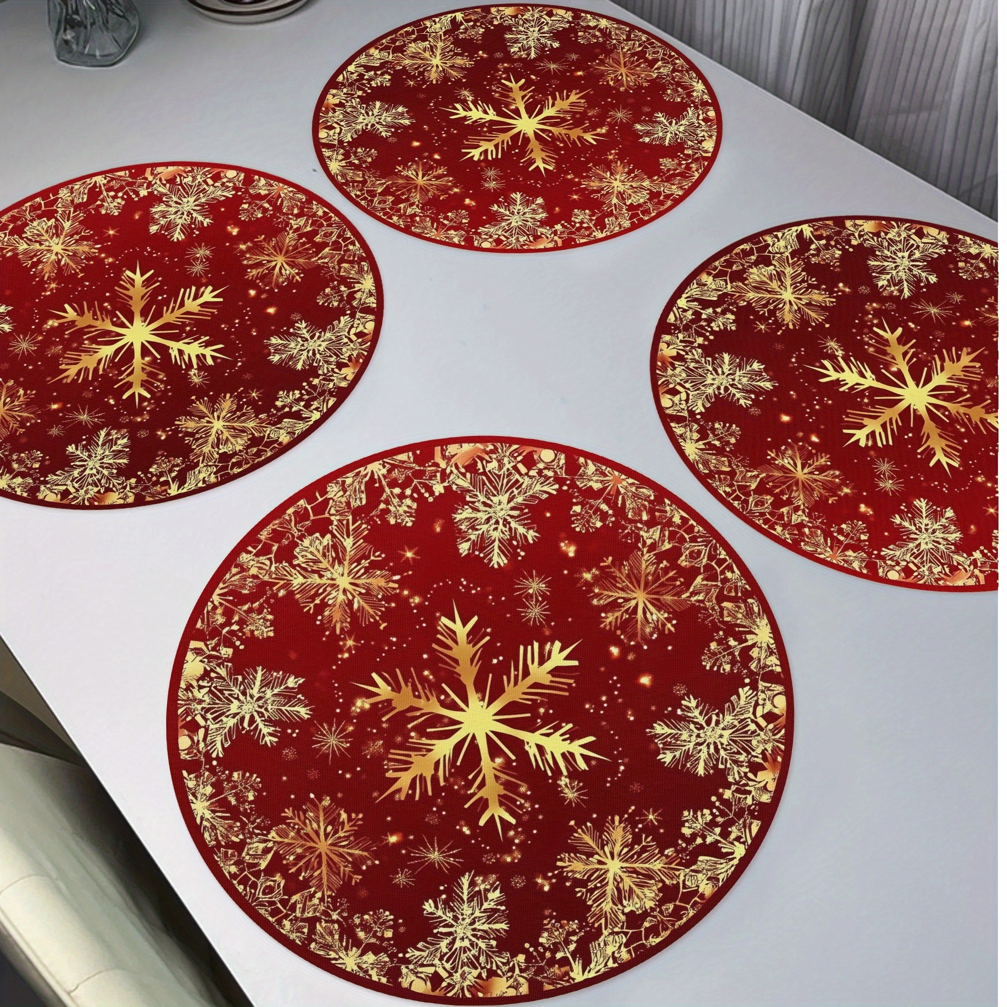 

4pcs de Table Magnifiques de de , Antidérapants Lavables Résistants de la Hivernale de 15" Décoration de Fête de de Salle à