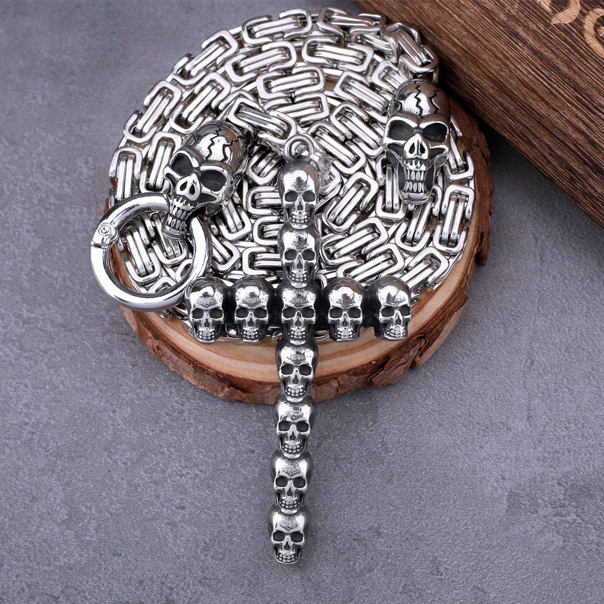 Image of Men's Gothic Pendant Necklace Featuring A 304 304 Stainless Steel Cross Skull And Square Design, A Stylish Street Jewelry Gift