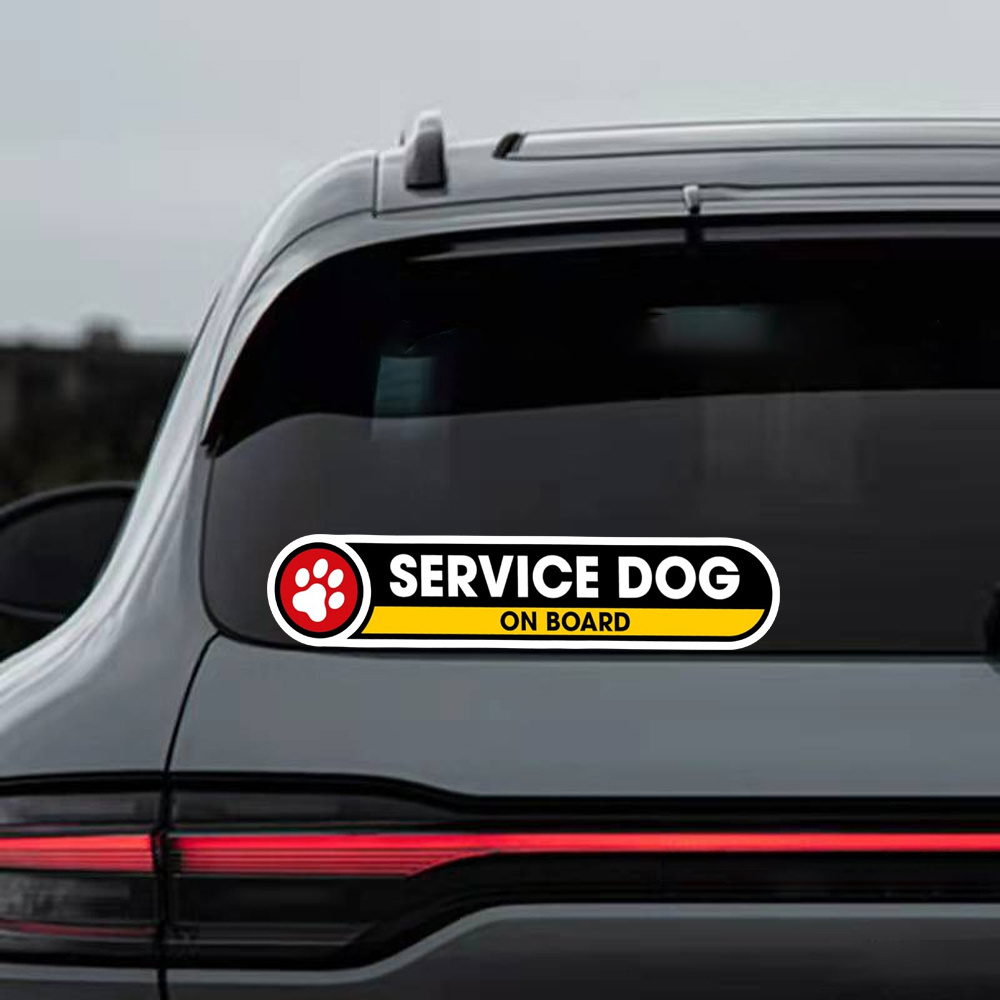 

1pc Service Dog On Board Vinyl Decal - Matte , Self-adhesive Waterproof Car Sticker For Plastic , Irregular Shape, Single Use Vehicle Sign, Pre-order Option