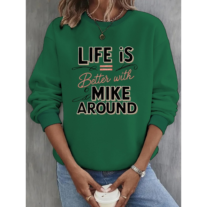 

Women's Casual Crew Neck Sweatshirt With " With Around" , Polyester, Geometric Pattern, Fall/, Knit Fabric, Round Neck, Ladies Fashion Hoodie