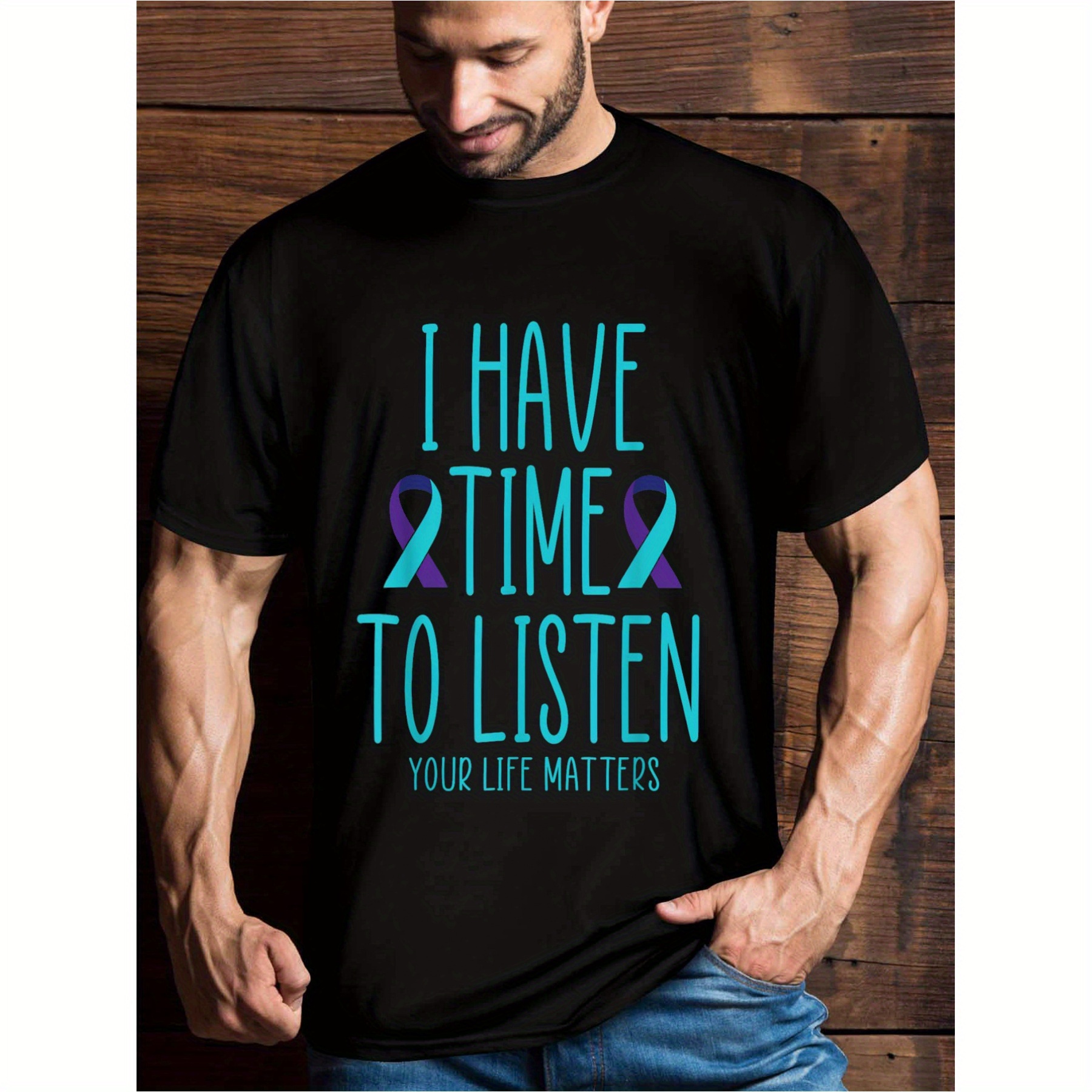 

I To Listen To Mental For Prevention , Men's Graphic Humor Fun T-shirt, Short Sleeve Novelty T-shirt , Crew Neck, T-shirt