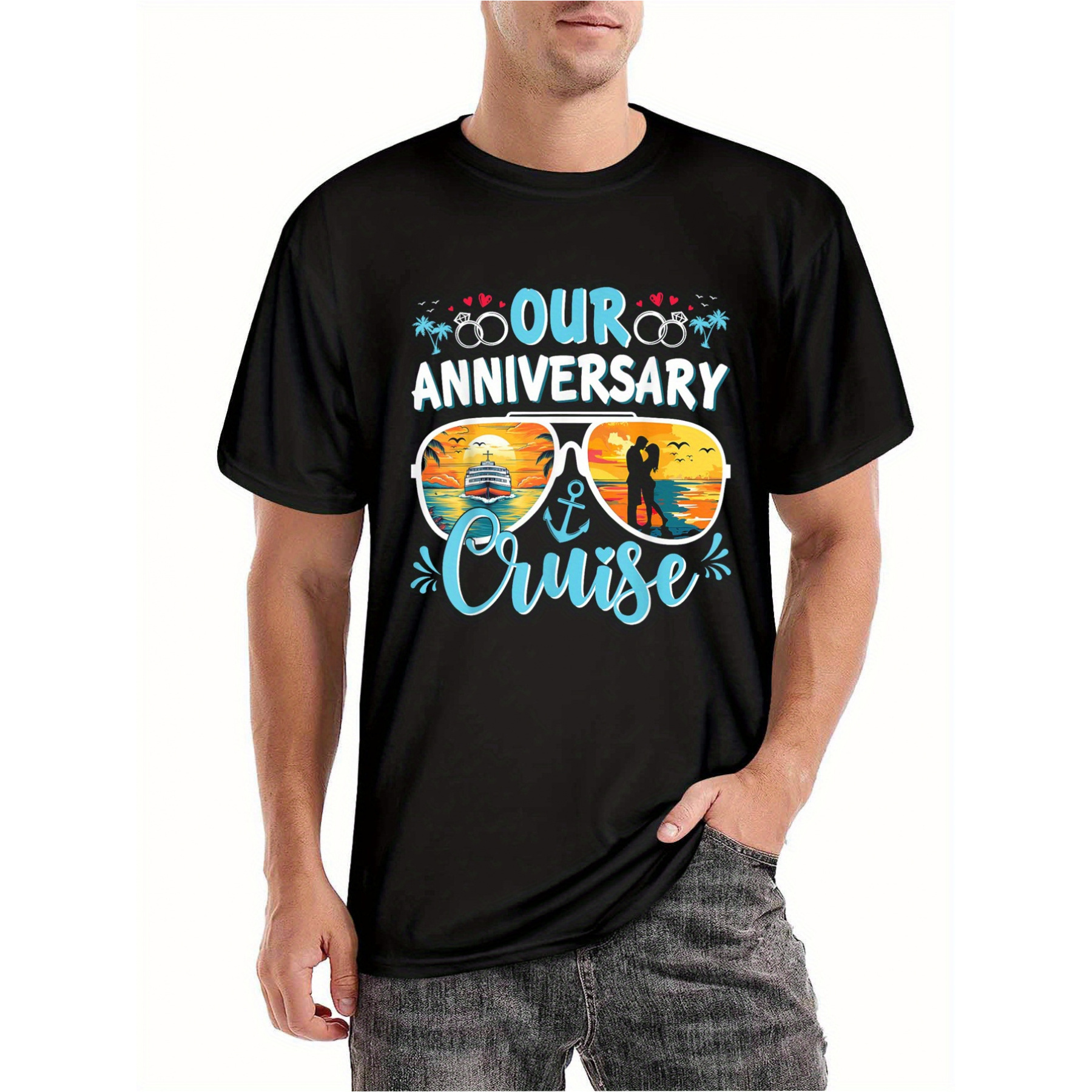 

Our Anniversary Cruise Ship Couple Couple Cruise Men's, Men's Graphic Humor Funny Sayings T-shirt, Short Sleeve Novelty T-shirt , Crew Neck, Made In Usa T-shirt