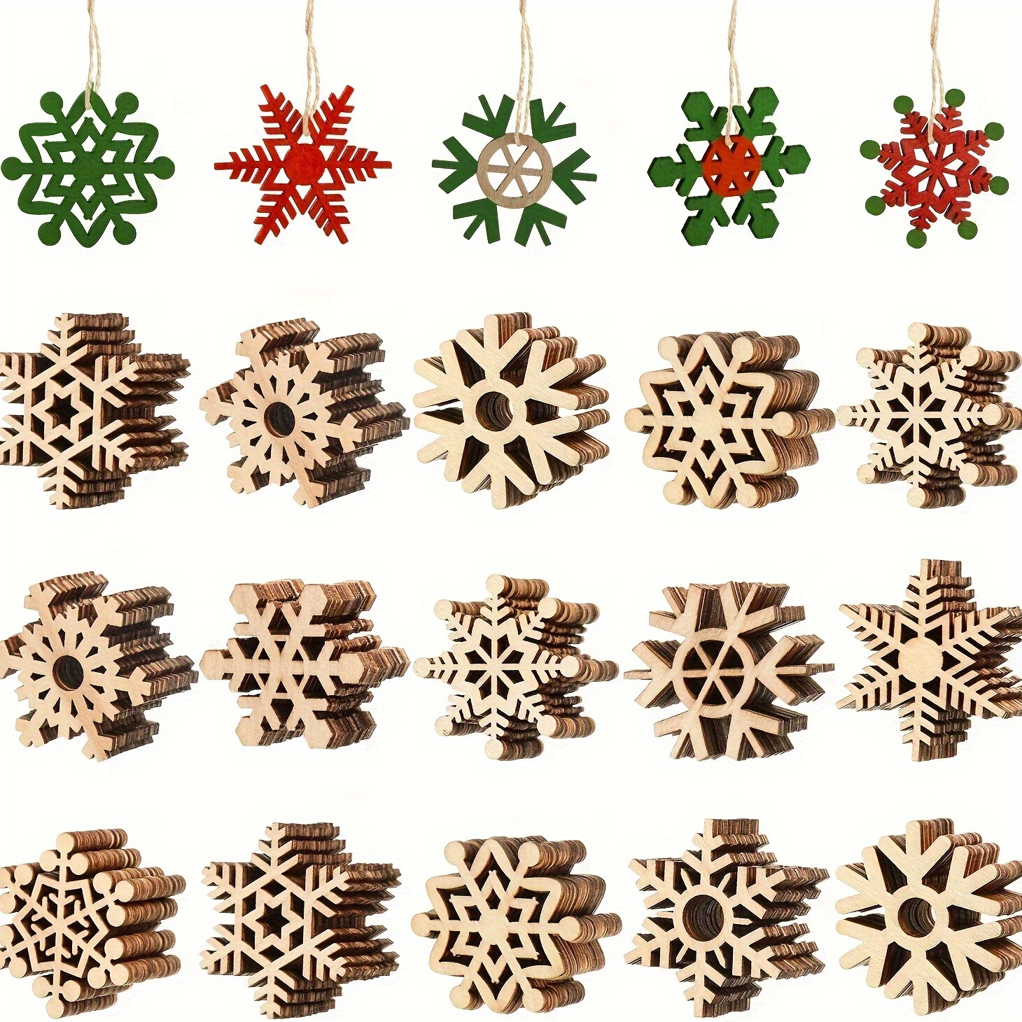 

30pcs Wooden Ornaments, , 3d Christmas Crafts, Hanging Decorations, No Needed, For Home & Kitchen