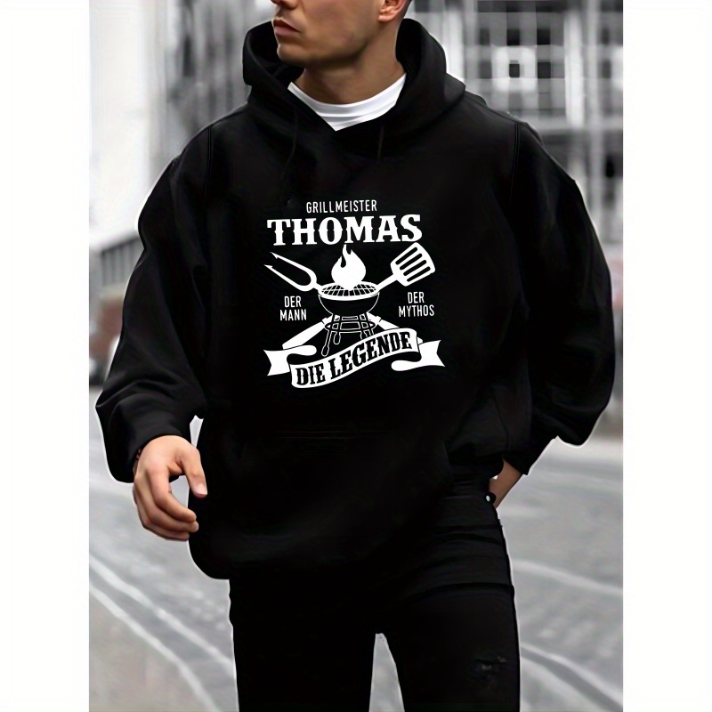 

Thomas Youth's Autumn And Winter Fleece Hoodie For Men, Featuring Prints, Perfect As A Gift For .