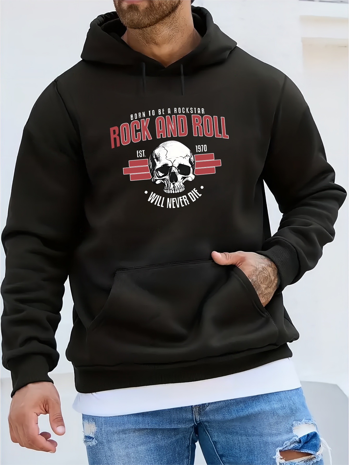 sudadera casual estampado rock and roll hombre sudadera Temu Spain