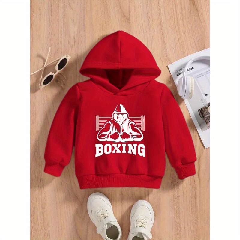 

Sweat à Capuche pour Garçons - Pull-over Confortable en Polyester à Manches Longues avec Imprimé "BOXING", Idéal pour & l'Hiver