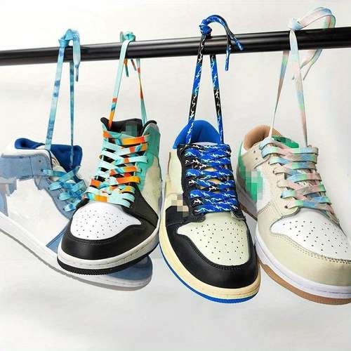 Lacets Dégradés Colorés Pour Baskets - Lot De 2 Paires, Plat, Longueur Universelle - Pour Chaussures De Sport, Skate, Style Tendance