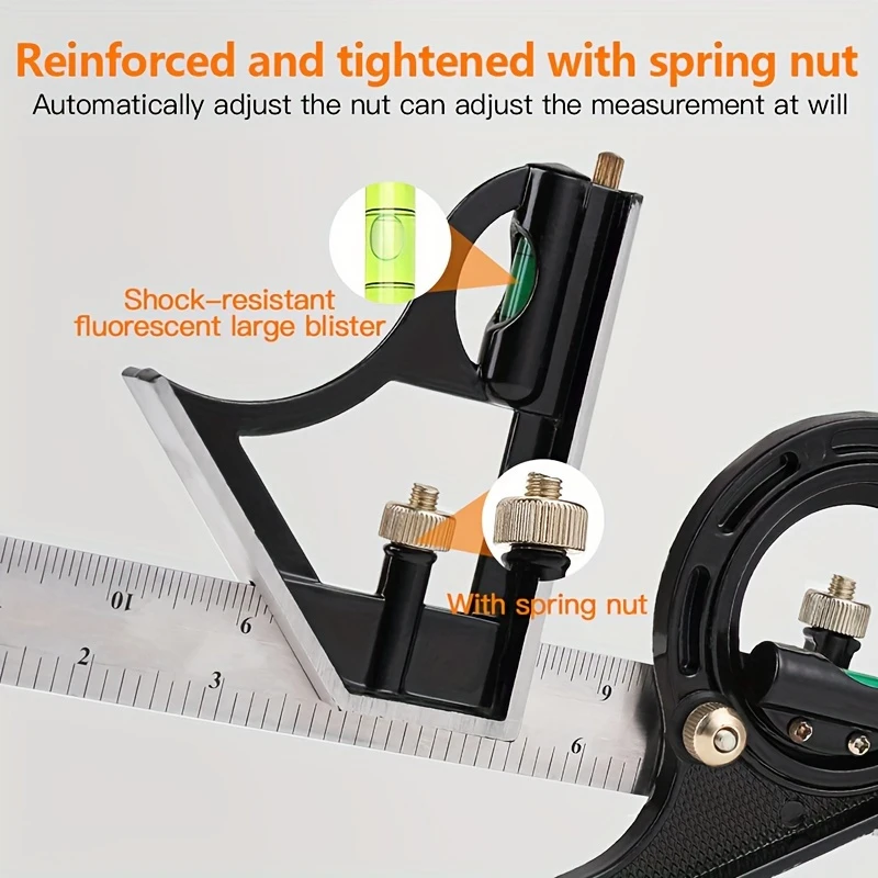3 in 1 adjustable combination square 11 81 right angle ruler sliding protractor with level measure precision engineers tool for accurate measurements details 3