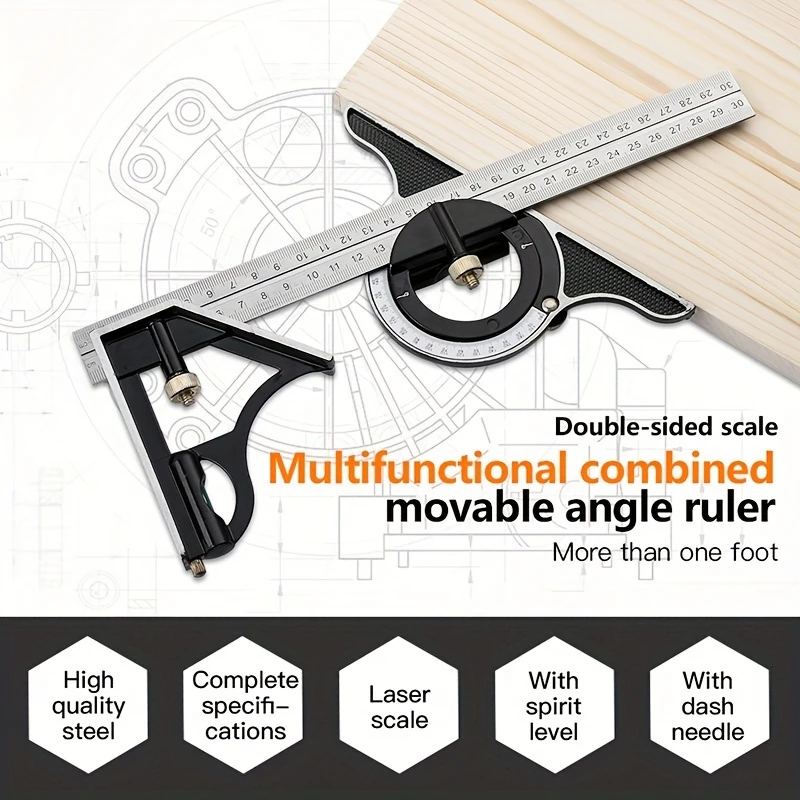 3 in 1 adjustable combination square 11 81 right angle ruler sliding protractor with level measure precision engineers tool for accurate measurements details 4
