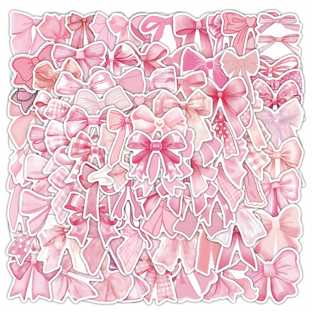 

103pcs Pink Bow Series Suitcase Stickers For Mobile Phone Cases, Laptops, Helmets, Skateboards, Waterproof Decorative Stickers, Diy