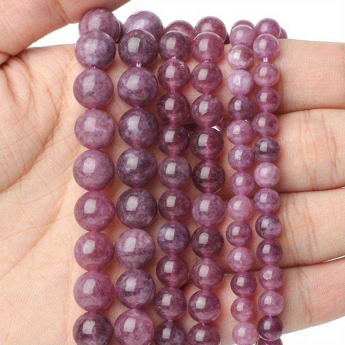 45 Cuentas Redondas Sueltas De Amatista Natural De 8 Mm Para Hacer