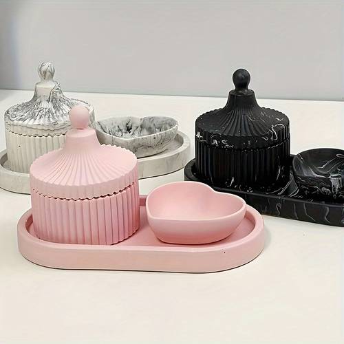 set di 3 stampi in silicone - stampi per barattoli di cera in gesso cemento, a forma di cuore e ovali