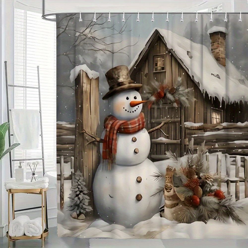 

Christmas Snowman Shower Curtain - , Polyester 12 , Non-transparent Bathroom Decor