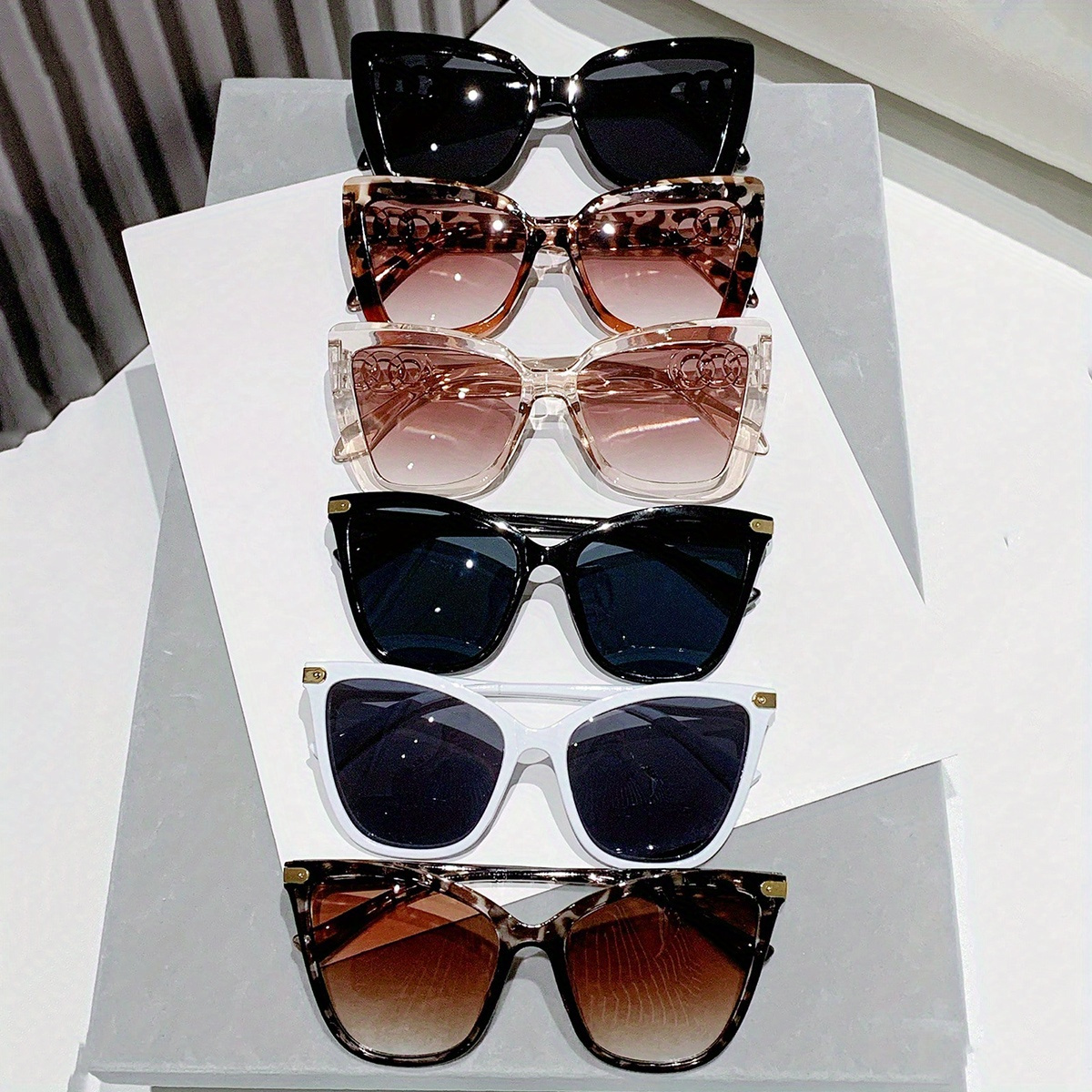 

Bohemian Style 6pcs Set: Women's Cat Glasses With Anti-reflective Lenses - , Plastic Frames