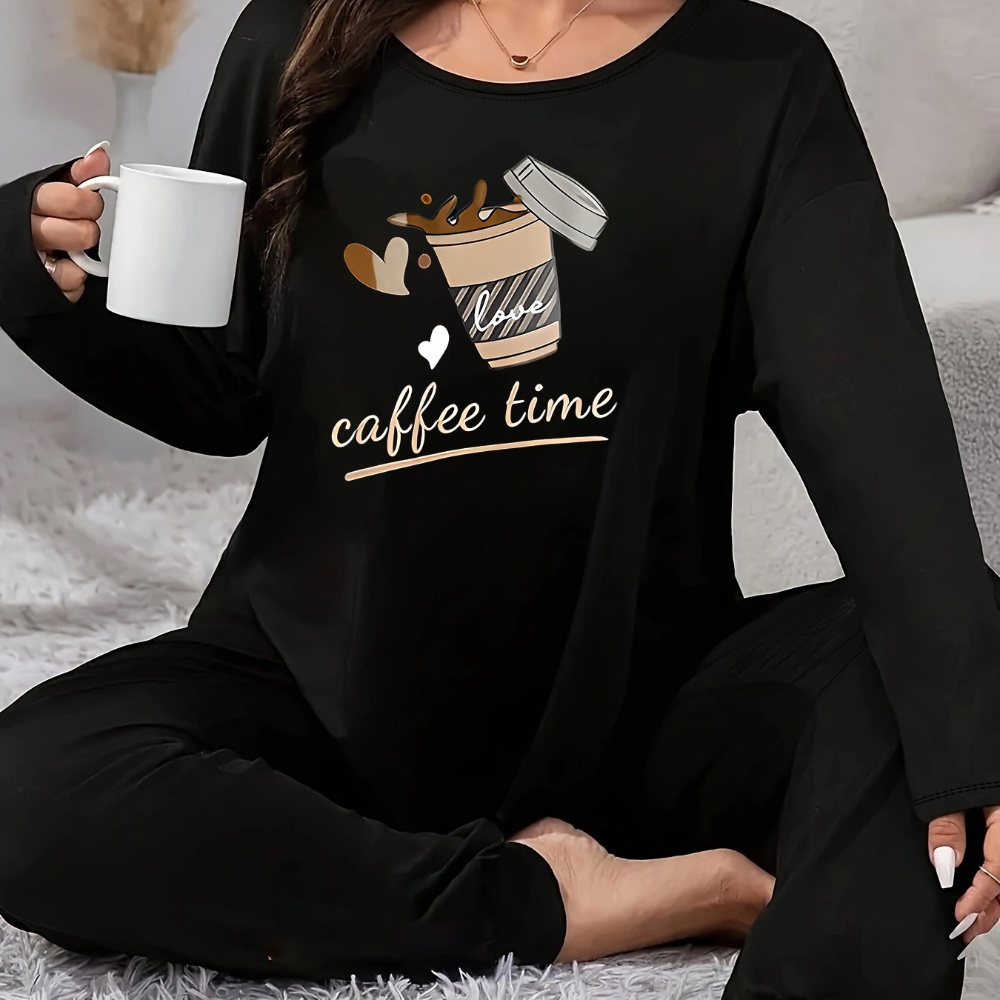 

Plus Size Women's Christmas Long Sleeve Pajama Set - Autumn/winter Cozy Lounge Wear