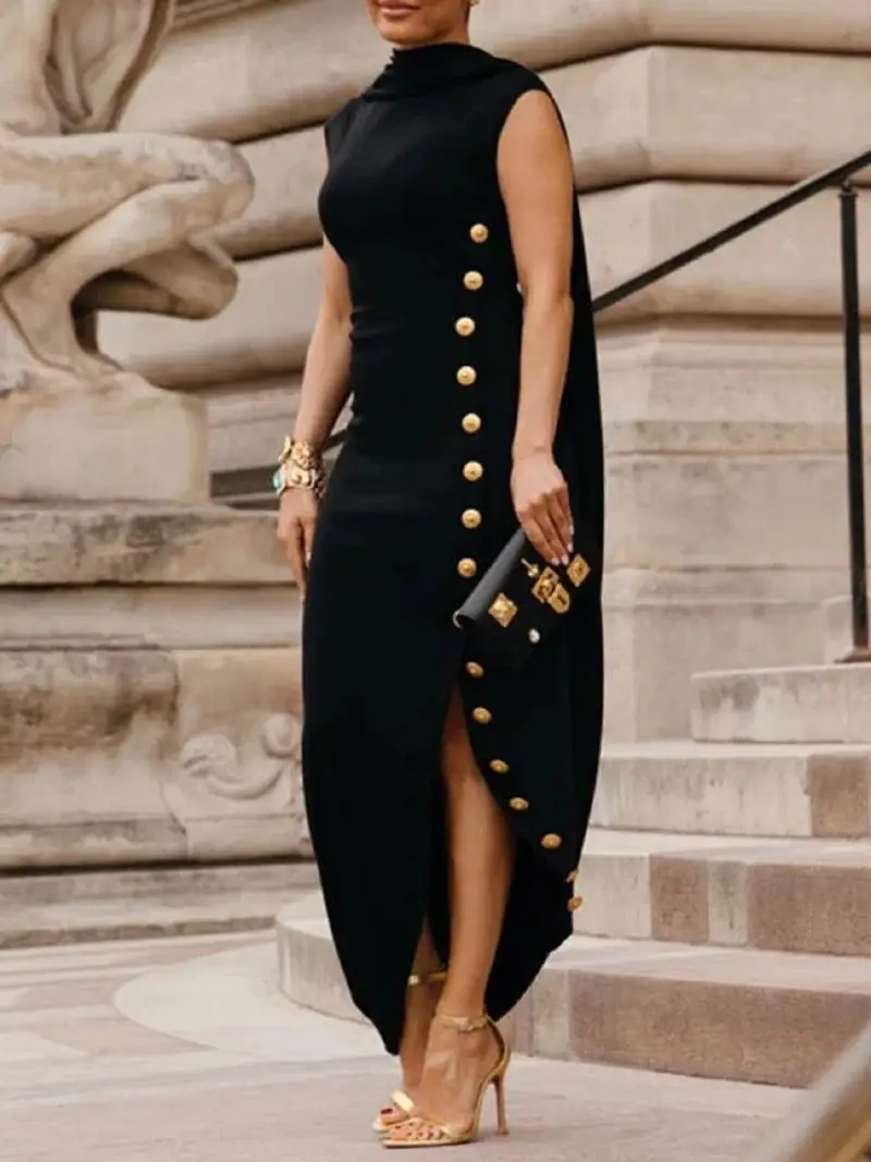 plus size asymmetrical hem sleeveless solid color maxi dress - Temu plus size asymmetrical hem sleeveless solid color maxi dress - Temu