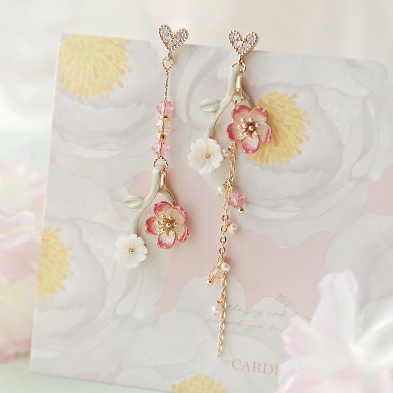 

Chic Golden-tone Flower Asymmetrical Drop Earrings - Fashionable Alloy Dangle Jewelry Gift For Women, Novelty Earrings