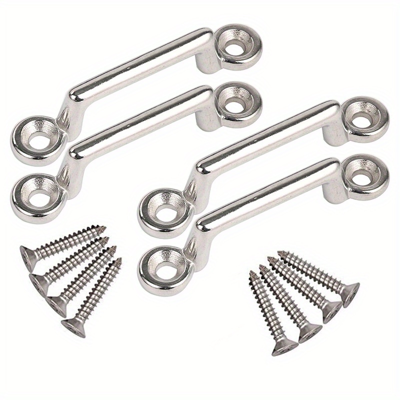Image of 2/ 4pcs Top Eyes, Awning Top Grommet Rings, Stainless Steel Ankle Rings, Pad Eyes, Tie Down Strap Loops, Kayak Deck Rings, Tie Down Anchor Points, With Screws, Fits 1 Inch Or 1 1/ 2 Inch Straps