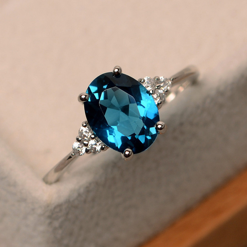 

1pc Blue Cubic Zirconia Ring - A Of , Promise Ring, Elegant Party Jewelry, A Birthday Gift For Girls