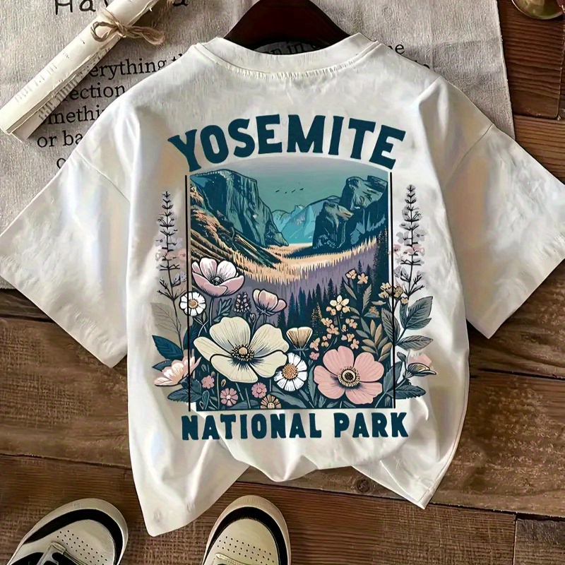 

National Park 220 Grams Of Cotton, Soft And Casual Printed T-shirt, Casual Short Sleeved T-shirt - Comfortable And Summer Women's T-shirt