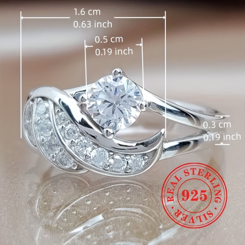 

925 Sterling Shaped Inlaid Cubic Zirconia, Suitable For Women' And Accessories, Elegant And Ring, Wing Shaped Inlaid Cubic Zirconia, Women's Fashion Accessories, Daily Casual Wear, Luxurious