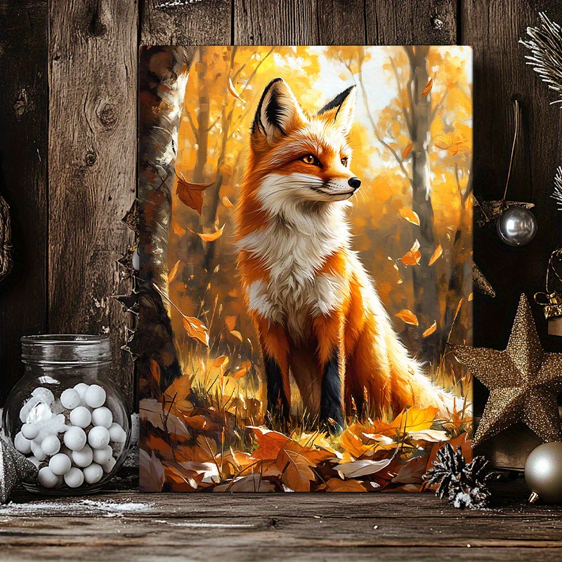TEMU Impression sur toile Renard d'automne - Affiche murale textile cadre 1 pièce, Décoration sauvage éclatante , , - pour de la nature, Décoration