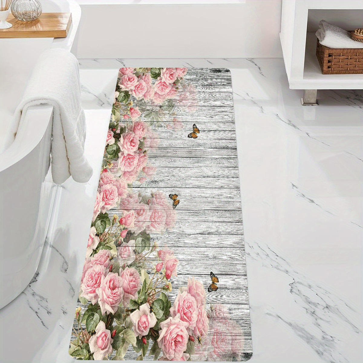 

Bath Mat - Flannel & , -dry Absorbent Bathroom Rug Backing, Washable, For , , And Toilet Area