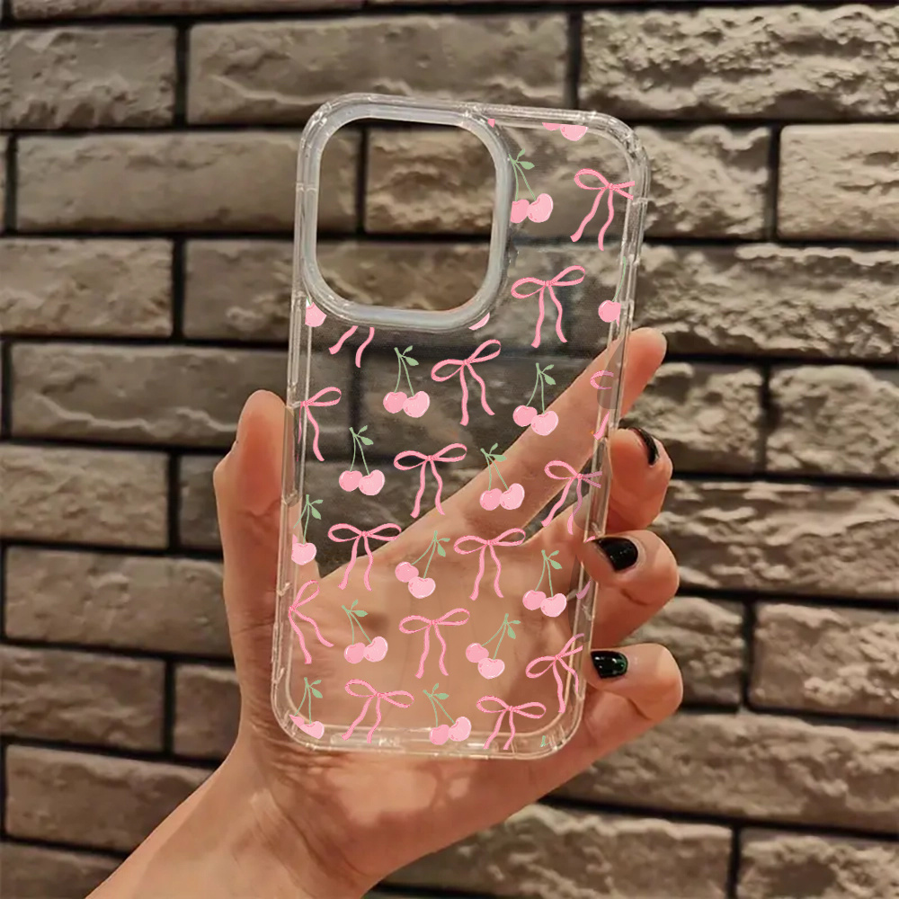 cute pink bow coquette clear phone case for iphone 16 11 15 14 13 12 pro  max xr plus case transparent phone cover birthday christmas gifts for women  teen girl gifts trendy