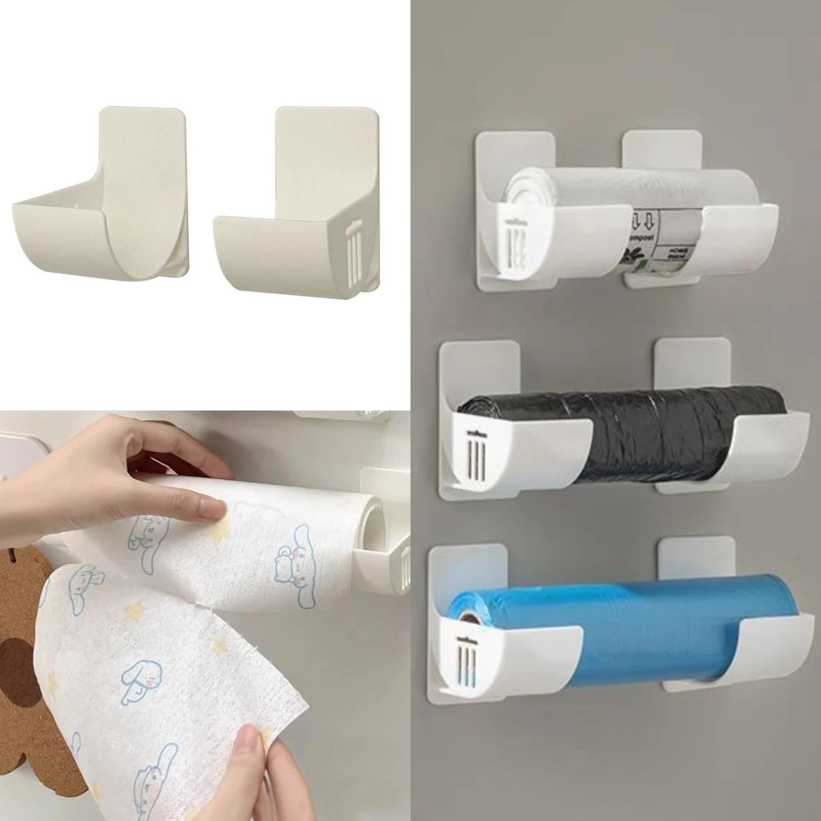 space saving wall mounted storage organizer for plastic wrap garbage bags no drill   plastic   refrigerator side details 0