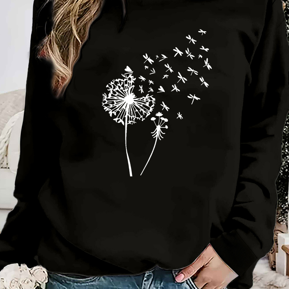 

Sweatshirt à Imprimé Floral pour Femme - Pull Décontracté à Col Rond et Manches Longues pour Automne & Hiver, Lavable en Machine, Fleurs Cartoon, Sport Rembourré, Automne