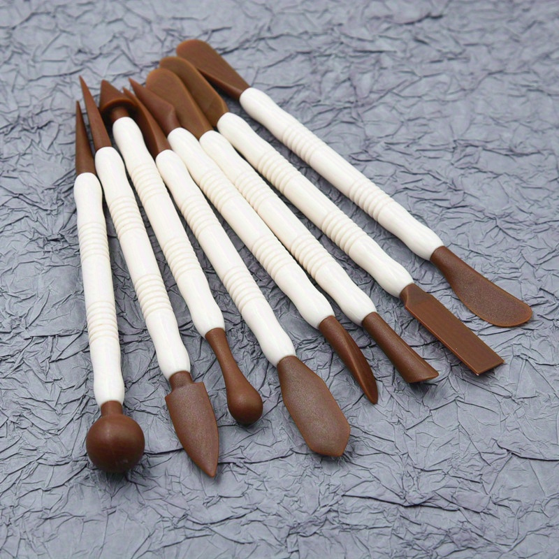 

8pcs Plastic Clay Sculpting Tools Set - Uncharged Pottery & Resin Craft Shaping Spatulas, Carving Knives, And Detail Needles