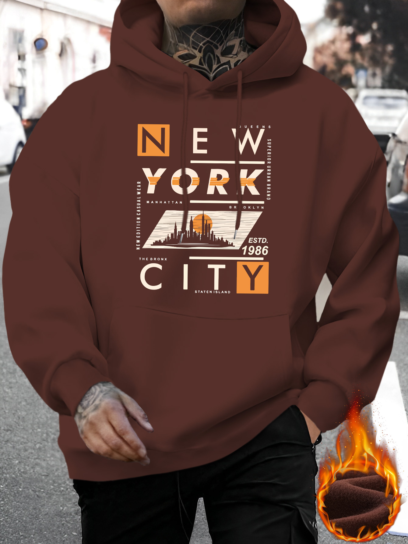 Unkhtt Kerstboom Sneeuw Print Unisex Hooded Warm Casual Wear Trui Voor Winter Herfst Lente Mode Hoodie, Zwart, 4XL