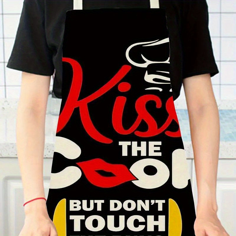 

Jit Pack Of 1 - Kiss Novelty Apron With Lettering - Fashionable Woven Polyester Kitchen Apron For Cooking And Home Cleaning