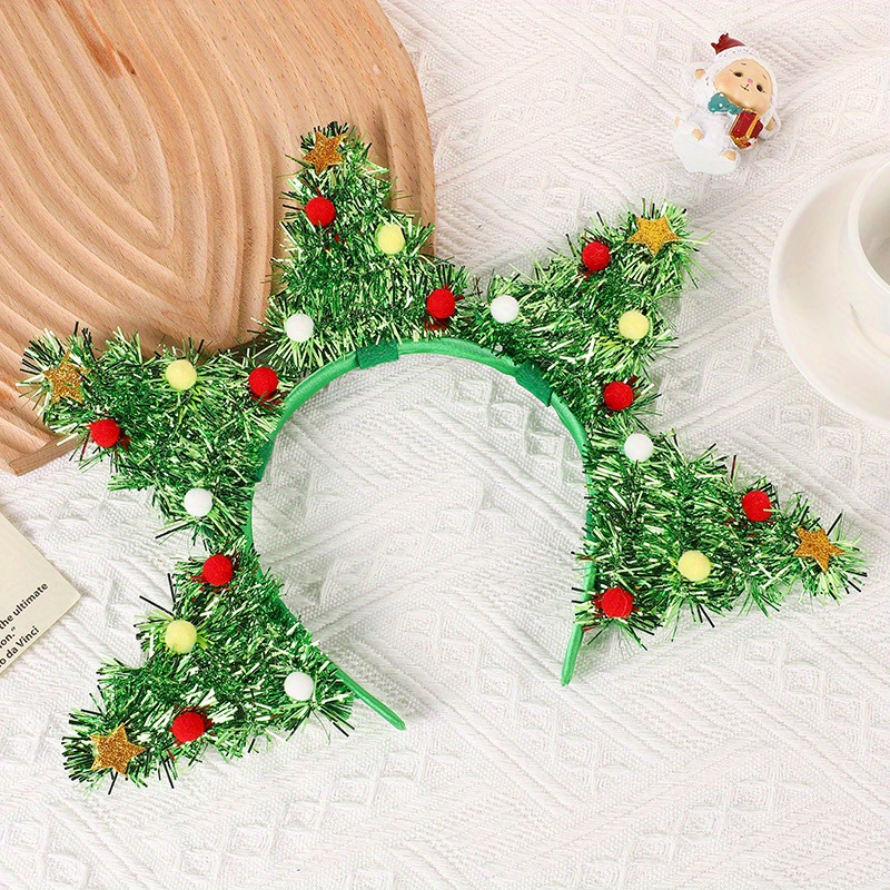 

Christmas Tree Pom Headband - Up Accessory, Plastic Headband Matching , Non-feathered,