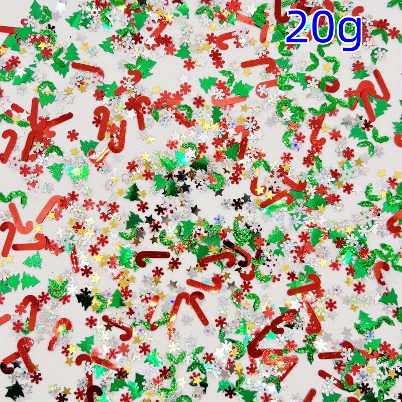 20g Festive Glitter Sequins - Christmas Tree, Snowflakes & More - Perfect For , Nail Art & Holiday Crafts